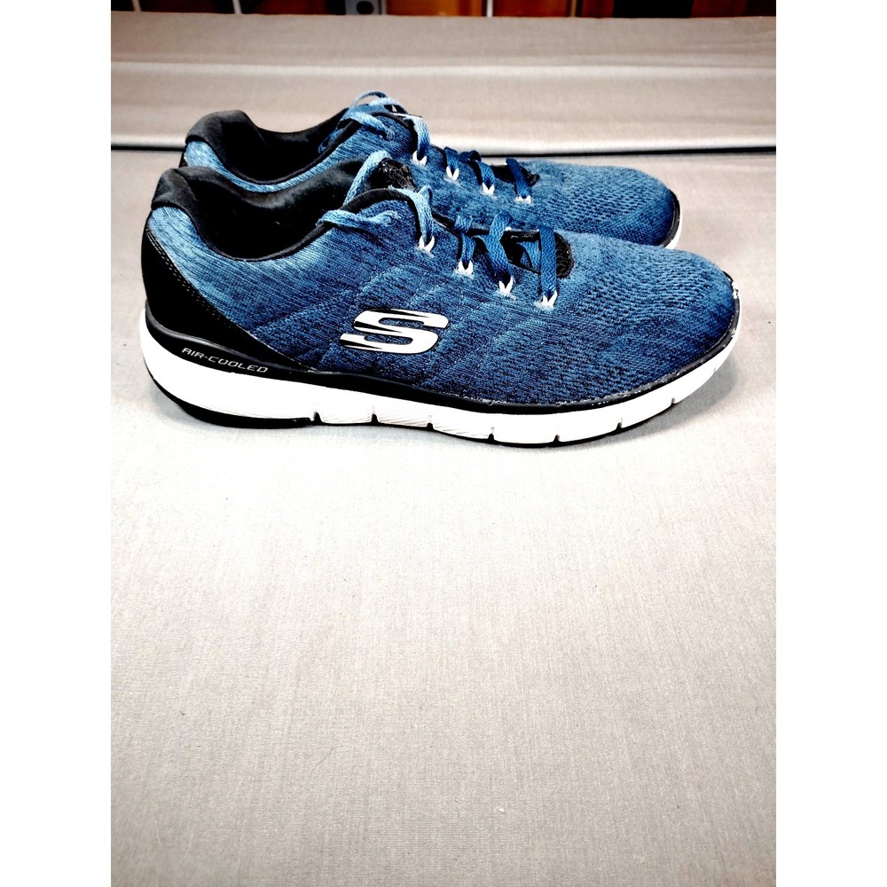 Skechers Flex Advantage Men 9.5 Navy Lite-Weight Air Cooled Memory Foam Sneakers
